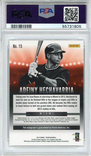 Adeiny Hechavarria Autographed 2014 Panini Prizm Card #15 (PSA 9/10)