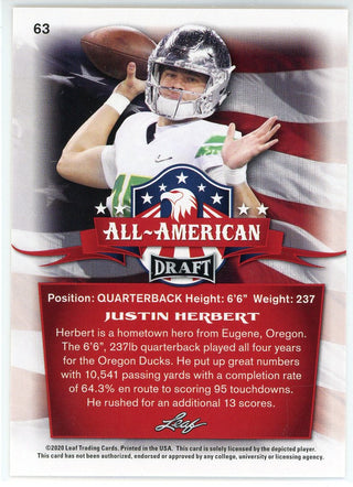 Justin Herbert 2020 Leaf Draft All-American Rookie Card #63