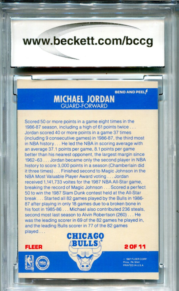 Michael Jordan 1987-88 Fleer Stickers #2 BCCG 8 Card