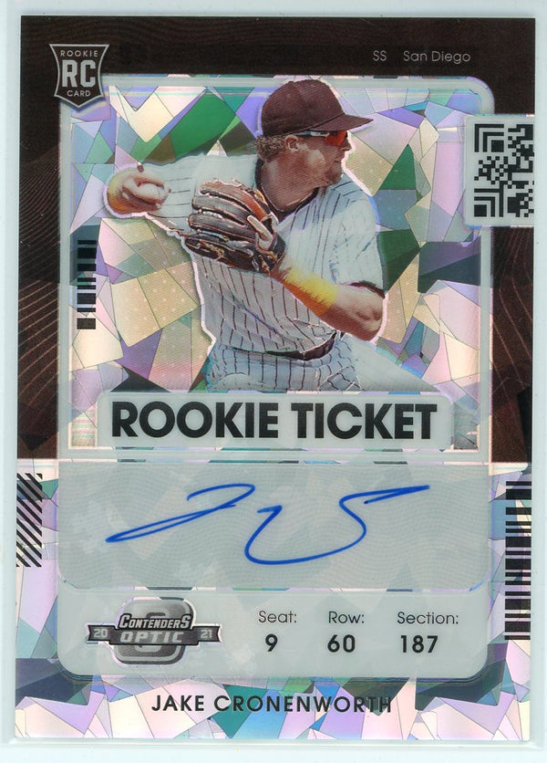 Jake Cronenworth Autographed 2021 Panini Contenders Optic Rookie Ticket Cracked Ice Card #141