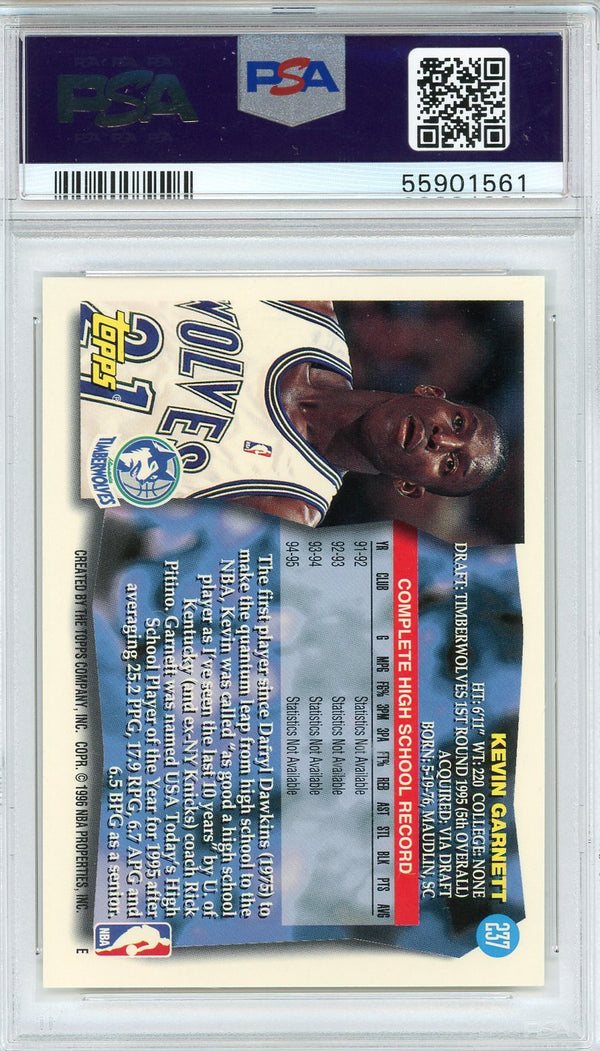 Kevin Garnett 1995 Topps Rookie Card #237 (PSA)