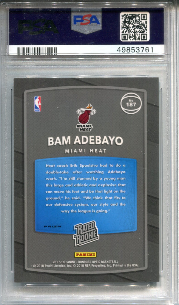 Bam Adebayo 2017-18 Donruss Optic Rated Rookie Holo Card #187 PSA 10