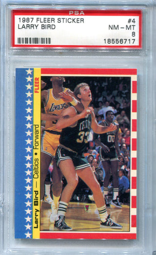 Larry Bird 1987-88 Fleer Sticker #4 PSA NM 8 Card