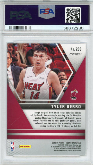 Tyler Herro Autographed 2019 Panini Mosaic Pink Camo Prizm Rookie Card #280 (PSA)