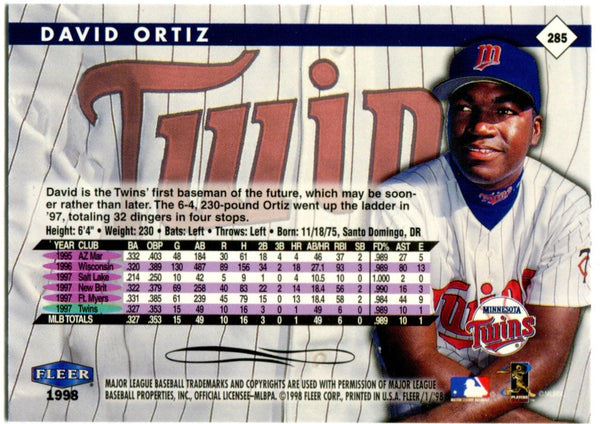 David Ortiz 1997 Debut Fleer #285