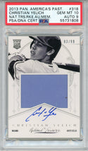 Christian Yelich Autographed 2013 Panini National Treasures America's Pastime Rookie Patch Card #318 (PSA 10/9)