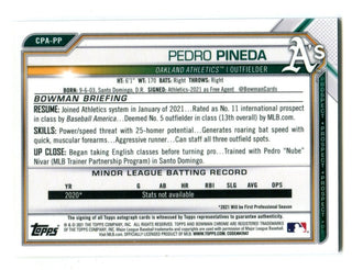 Pedro Pineda 2021 Bowman Chrome 1st Bowman Card