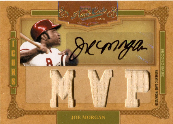 Joe Morgan Autographed 2008 Donruss Playoff Prime Cuts Icons Bat Card