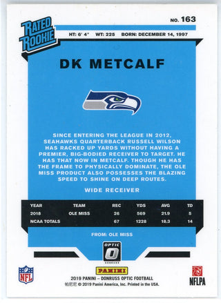 DK Metcalf  2019 Panini Donruss Optic Rated Rookie Card #163