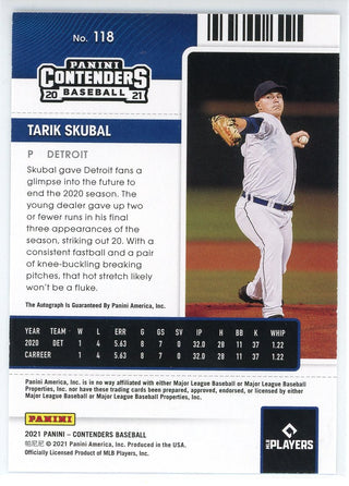 Tarik Skubal Autographed 2021 Panini Contenders Rookie Ticket Card #118