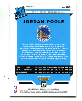 Jordan Poole 2019-20 Optic Rated Rookie Pink Hyper Prizm #169