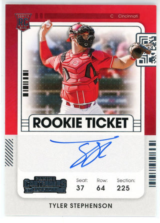 Tyler Stephenson Autographed 2021 Panini Contenders Rookie Ticket Card #113