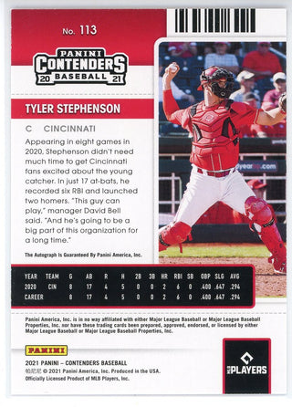 Tyler Stephenson Autographed 2021 Panini Contenders Rookie Ticket Card #113