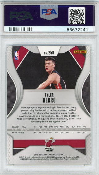 Tyler Herro Autographed 2019 Panini Prizm Rookie Card #259 (PSA)