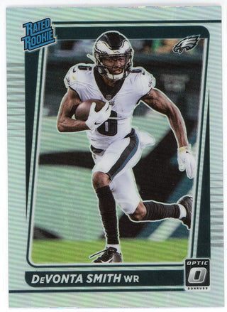 DeVonta Smith 2021 Panini Donruss Optic Rated Rookie Silver Prizm Card #205