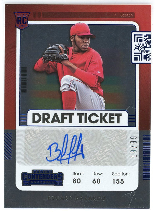 Eduard Bazardo Autographed 2021 Panini Contenders Draft Ticket Card #187