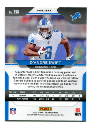 D'Andre Swift 2020 Panini Prizm Orange Lazer #358 RC