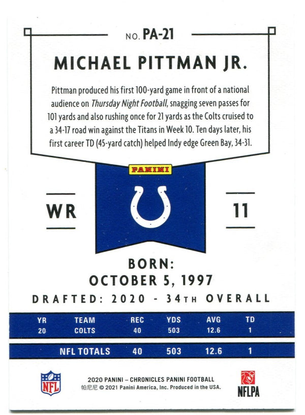 Michael Pittman Panini Chronicles Rookie 2020