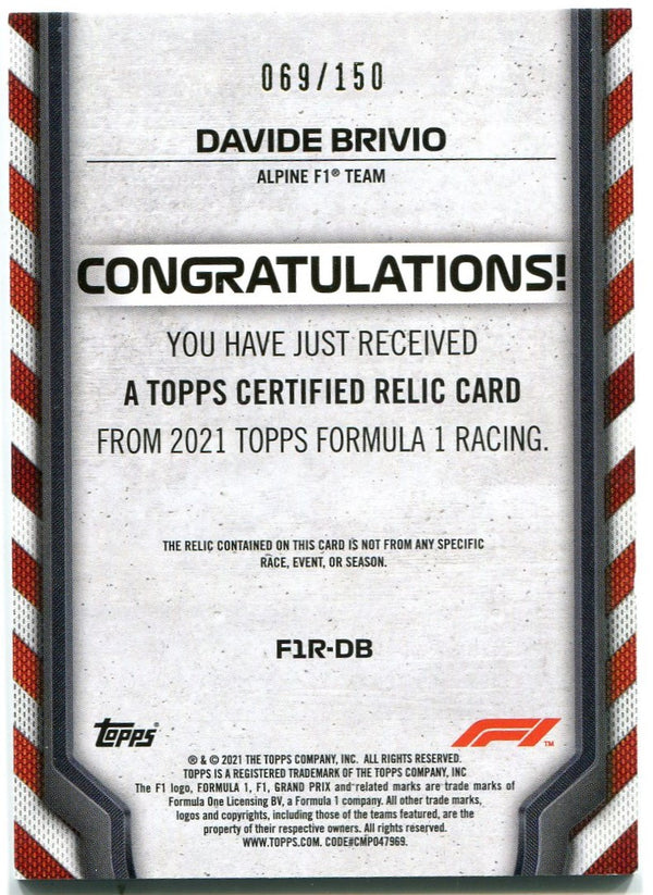 Davide Brivio Alpine F1 Team Topps Relic Card 069/150