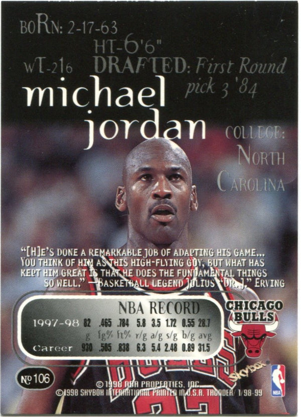 Michael Jordan 1998 Fleer Skybox Thunder