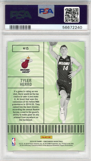 Tyler Herro Autographed 2019 Panini Contenders Lottery Ticket Rookie Card #13 (PSA)