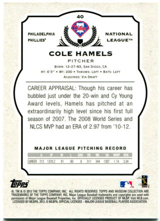 Cole Hamels Topps Mueseum Collection 145/199 2013