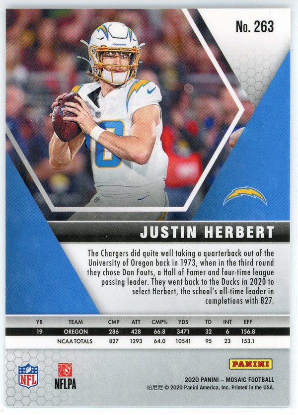 Justin Herbert 2020 Panini Mosaic NFL Debut Rookie Card #263