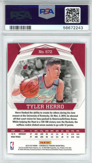 Tyler Herro Autographed 2019 Panini Chronicles Rookie Card #572 (PSA)