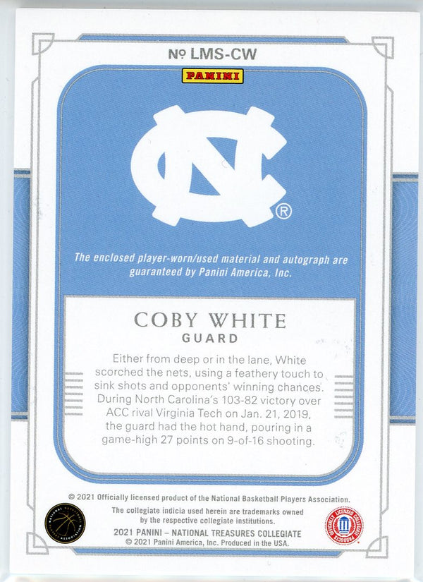 Coby White Autographed 2021 Panini National Treasures Collegiate Material Signatures Card