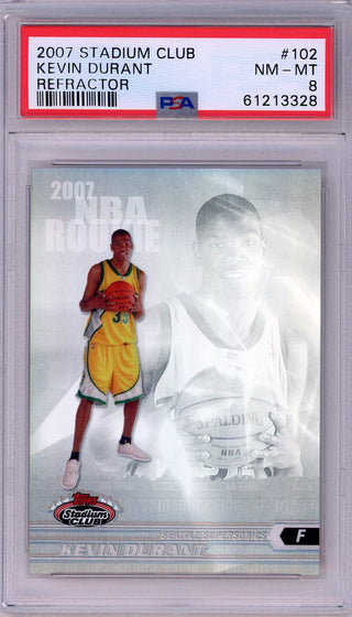 Kevin Durant 2007 Topps Stadium Club Refractor Card #102 (PSA NM-MT 8)