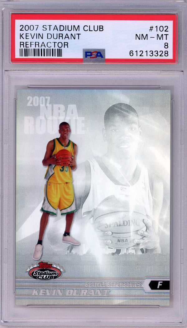 Kevin Durant 2007 Topps Stadium Club Refractor Card #102 (PSA NM-MT 8)