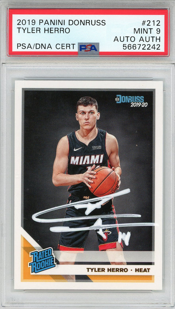 Tyler Herro Autographed 2019 Panini Donruss Rookie Card #212 (PSA)