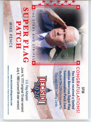 Mike Pence 2020 Leaf Decision Super Flag Patch Card #SF38