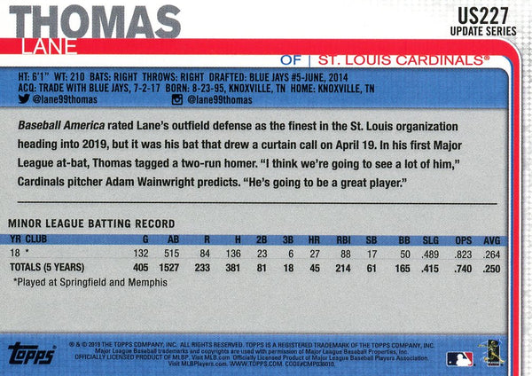 Lane Thomas 2019 Topps Rookie Card