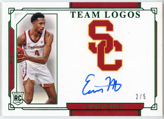 Evan Mobley Autographed 2021 Panini National Treasures Collegiate Rookie Team Logos Card