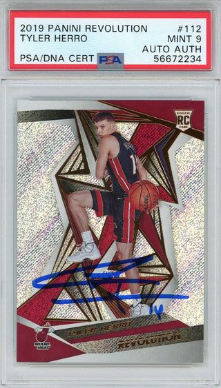 Tyler Herro Autographed 2019 Panini Revolution Rookie Card #112 (PSA)