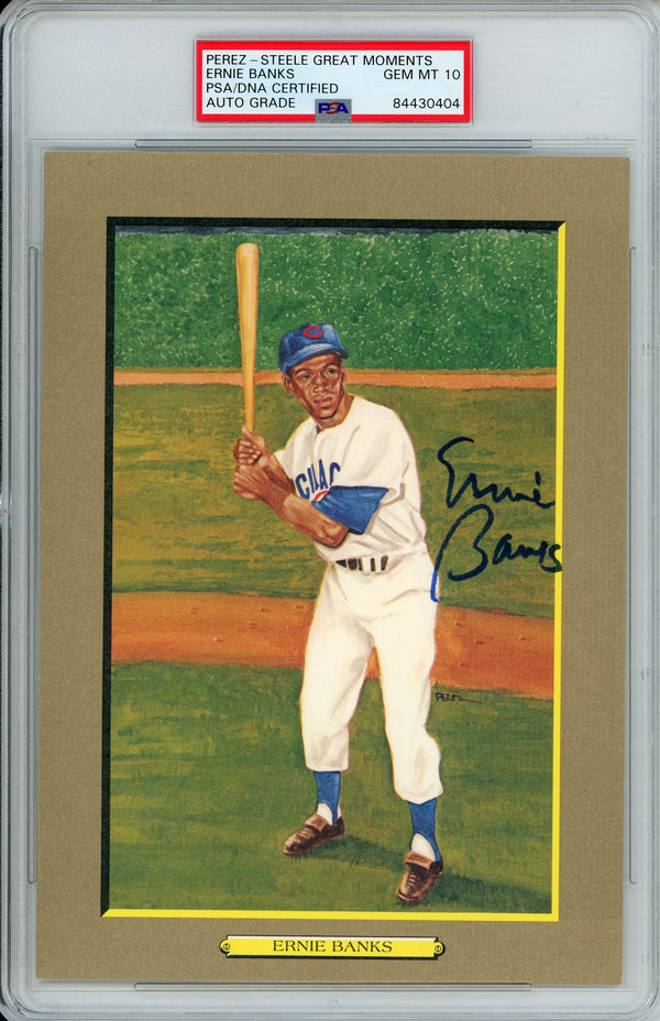 Ernie Banks Autographed Perez Steele Great Moments Post Card (PSA)