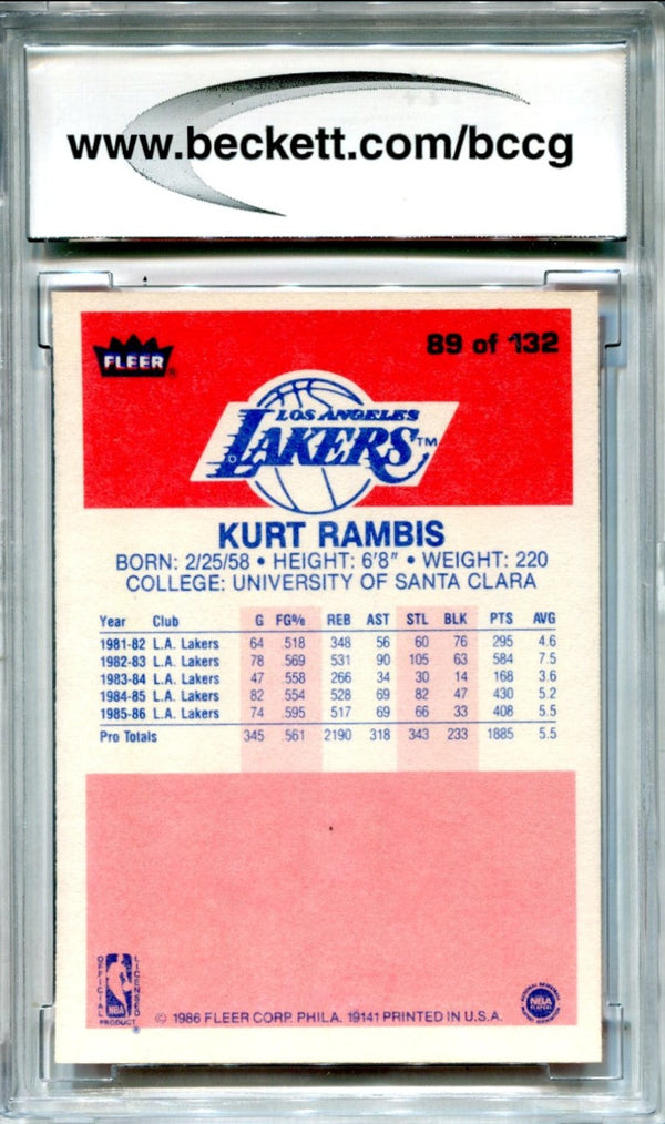 Kurt Rambis 1986-87 Fleer Premier #89 BCCG NM 9 Card