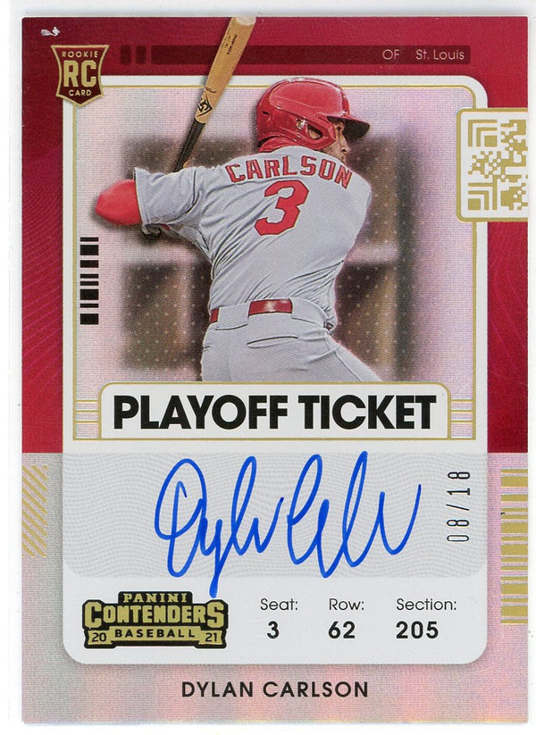 Dylan Carlson Autographed 2021 Panini Contenders Playoff Ticket Card #147