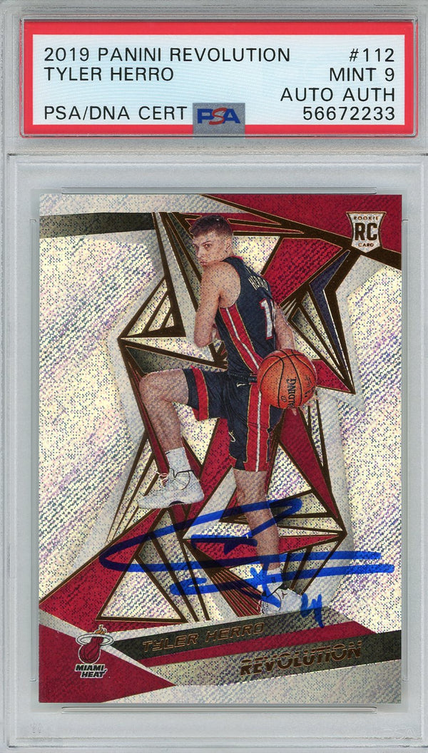 Tyler Herro Autographed 2019 Panini Revolution Rookie Card #112 (PSA)