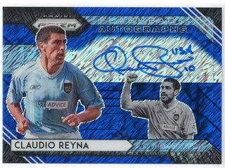 Claudio Reyna Autographed 2020-21 Panini Prizm Flashback Blue Shimmer Prizm Card #FA-CR