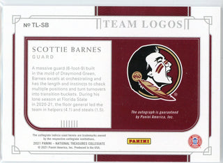 Scottie Barnes Autographed 2021 Panini National Treasures Collegiate Rookie Team Logos Card