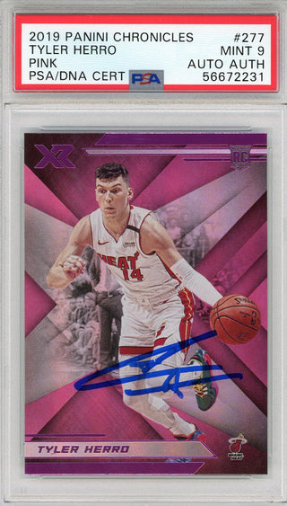 Tyler Herro Autographed 2019 Panini Chronicles Pink Rookie Card #277 (PSA)