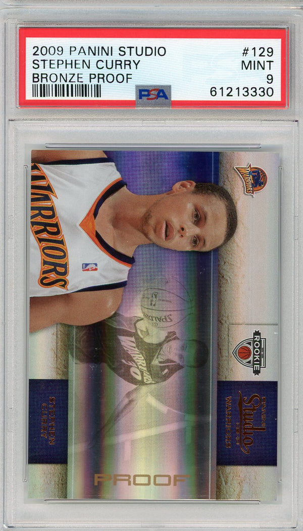 Steph Curry 2009 Panini Studio Bronze Proof Card #129 (PSA Mint 9)