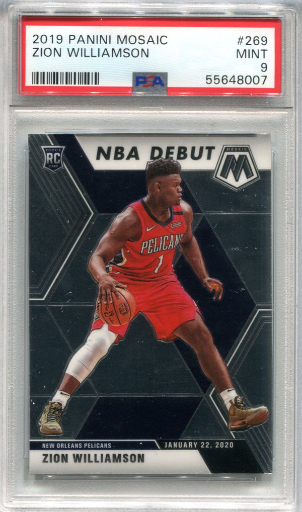 Zion Williamson 2019 Panini Mosaic #269 PSA Mint 9 RC