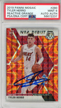 Tyler Herro Autographed 2019 Panini Mosaic Reactive Orange Rookie Card #280 (PSA)