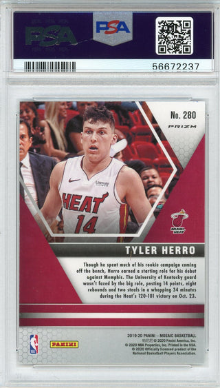 Tyler Herro Autographed 2019 Panini Mosaic Reactive Orange Rookie Card #280 (PSA)