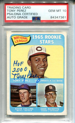 Tony Perez "HOF 2000" Autographed 1965 Topps Rookie Card (PSA)