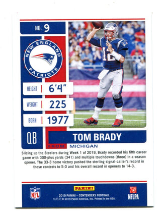 Tom Brady 2019 Panini Contenders #9 Card