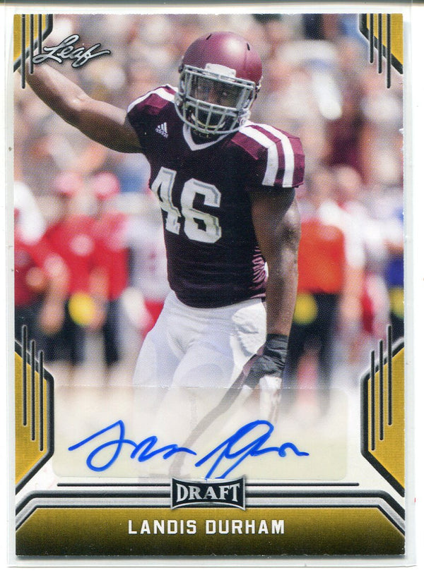 Landis Durham Autographed 2019 Leaf Draft Gold Rookie Card